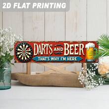 2D平面单面板金属标牌，飞镖与啤酒，“这就是我来这里的原因”，酒吧墙饰，壁挂，复古风格，适用于游戏室、男士专属空间、家庭酒吧、父亲节装饰标牌，尺寸：10.01 x 40.01厘米 - A - 查看 6