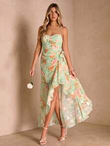 Vestido casual de mujer con estampado floral - verde menta - Ver 3