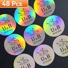 Label Transparan yang Dipersonalisasi dengan Detail Foil Emas, Cocok untuk Pernikahan dan Acara Khusus, Stiker Bulat Perekat Transparan yang Dapat Disesuaikan, Sempurna untuk Perayaan Elegan, Ideal untuk Undangan dan Suvenir Pesta, 5*3.5cm - Laser melingkar 3-G3 - View 9