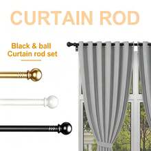 1 Set 33-120 Inch Curtain Rod, 5/8 Inch Decorative Curtain Rod Set, Gold Spliced Single Window Curtain Rod With Brackets, For Bathroom, Bedroom, Living Room, Outdoor Patio, Kitchen, Small Curtain Rod - American Ball - Gold - View 2