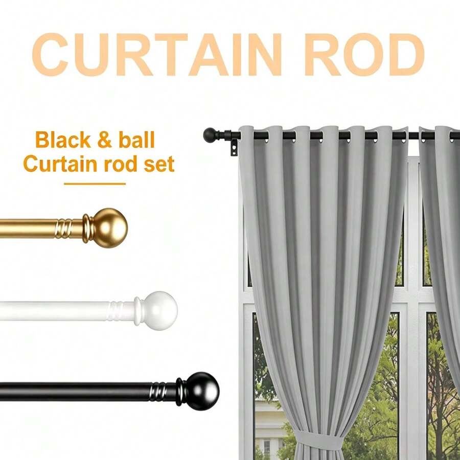 1 Set 33-120 Inch Curtain Rod, 5/8 Inch Decorative Curtain Rod Set, Gold Spliced Single Window Curtain Rod With Brackets, For Bathroom, Bedroom, Living Room, Outdoor Patio, Kitchen, Small Curtain Rod