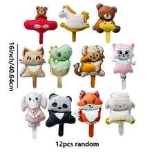 12 Stücke Set mit 16-Zoll-Mini-Ballons in den Motiven Fuchs, Bär, Schaukelpferd, Dinosaurier und Panda für Partydekorationen, zufällige Ausführungen (ohne Schnüre) - Übersicht 4