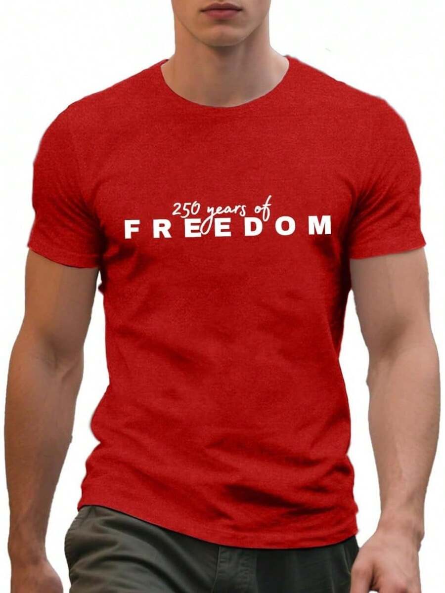 [Free Shipping]250th Anniversary Shirts For Men 4th Of July Shirt America Flag Patriotic Graphic Independence Day Casual Tops - Red1 - 查看 1