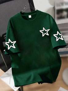 1 Urban Hip-Hop Style Short-Sleeved T-Shirt For Kids, Featuring A "NEVER STOP" Graffiti Print, Essential For Everyday School Wear. - Green - View 2