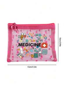 迷你便攜式網格藥袋，印有「Medicine」字母圖案，緊湊急救包，便攜露營藥袋，日常健康收納袋，化妝袋，美容袋，護膚袋，適用於日常/戶外/旅行，健康意識強且經常外出者的必備醫療配件 - 彩色 - 查看 15