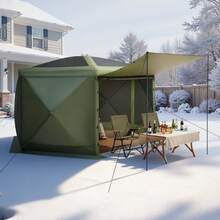 VEVOR Pop Up Gazebo Screen Tent, 3.6 X 3.6 M Large 6-Sided Camping Canopy Tent With Removable Top & Carry Bag, Quick-Set & Bite-Proof, Screen House Sun Shelter For 8-10 Persons Backyard Patio, Green - Star Canopy 12x12FT Army Green - 查看 10
