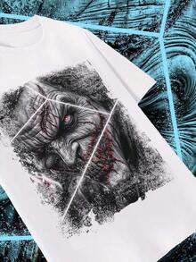 Camiseta de la Liga de la Justicia para Hombre |       Estampado de héroe de anime, color sólido, cuello redondo, transpirable y cómodo, moderno y versátil - Blanco - Ver 2