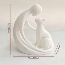 2件組 黑/白/極簡風 人與貓擁抱 3D列印收藏室飾品，PLA材質，萬聖節與聖誕節送給貓奴的完美禮物，抽象現代桌面裝飾，寵物愛好者裝飾雕塑，婚禮禮物，生日禮物，桌面擺飾 - 白色1件 - 查看 6