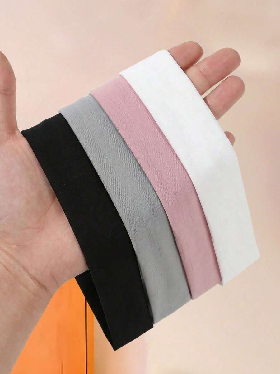 4pcs/Set Solid Color Sports Headband Set, Classic Tone Solid Color Headbands, Suitable For Daily Yoga, Sports Or Fixing Hair During Busy Times - Suitable For Girls And Teenagers, Soft Elastic Fabric Comfortable Fit, Simple Colors Blend Perfectly With Any Outfit. A Must-Have For Girls Who Love Easy Fashion Styles, Suitable For Sports, Yoga, Outdoor, Travel And More, Mother's Day Gift - Multicolor - View 1