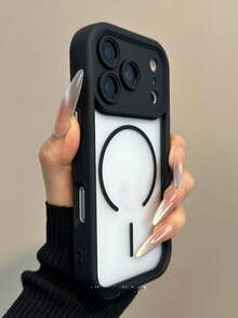 半透明磨砂相機保護磁吸無線充電手機殼 附手腕帶 適用於 iPhone 17 ProMax 17Pro 17Air 17 16 15 14 13 12 11 Pro Max Armor Plus 背蓋 - 黑色+繩 - 查看 4
