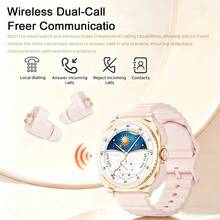 Reloj Inteligente Bluetooth, Auriculares Tws, Auriculares Duales, Monitor De Salud De Llamadas, Auriculares Para Música Deportiv - Cinturón malla oro rosa - Ver 6
