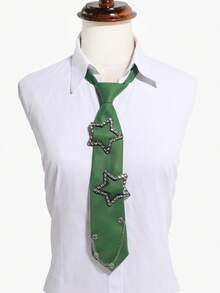 1 pieza Bufanda de unicolor con cadena de strass con diseño de estrella para mujer, de diseño exclusivo y versátil para la escuela, la calle y el uso diario - Multicolor - Ver 6