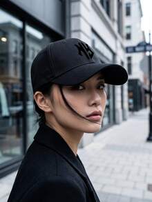 1 chiếc mũ lưỡi trai nam in chữ NY dập nổi, mũ thời trang unisex. - màu đen - Xem 3
