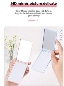This Simple, Square, Portable Folding Makeup Mirror Features A Lightweight Flip-Top Design That Fits Easily Into A Small Bag For Touch-Ups Anytime. The Double-Sided High-Definition Mirror Clearly Reflects Your Entire Face. The Rounded Edges Are Gentle On Your Hands During Everyday Use. A Must-Have For Commuters, Business Travelers, And Students Living In Dormitories. - Multicolor - View 4
