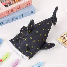 1 pieza Estuche de lápices de lona resistente con diseño de estrella alegre con apariencia de mezclilla, bolsa de papelería con cremallera linda para adolescentes y oficina, almacenamiento de papelería con forma de tiburón, útiles escolares de vuelta a clases - Una pieza - Ver 8