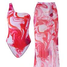 Traje de Baño de Una Pieza con Protección Solar, Diseño Moderno y Colorido, Conjunto de Dos Piezas DY030 - Flor - Ver 2
