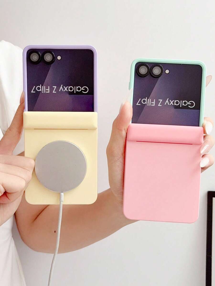 1 Piece, Minimalist Solid Color, Spliced Design, Skin Touch Feeling, Lightweight & Slim Fit, Built-In Magnet, Hinge Magnetic Absorption, Compatible With Galaxy Z Flip 8, Z , Z FE, Z Flip 6, Z Flip 5