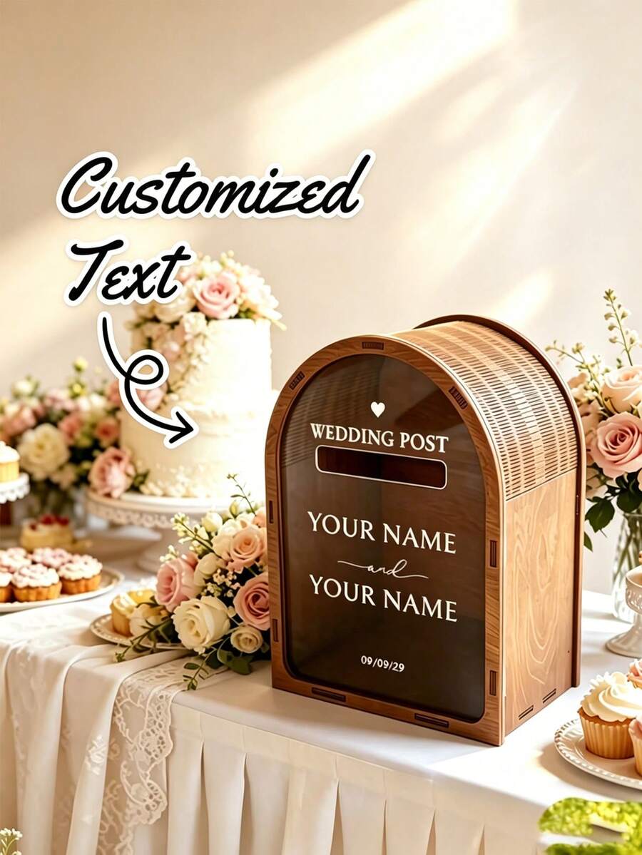 1 hộp đựng thiệp cưới cá nhân hóa, hộp gỗ phong cách vintage đựng phong bì và quà tặng phù hợp cho cặp đôi mới cưới, quà cưới độc đáo, trang trí tiệc kỷ niệm và đính hôn thanh lịch