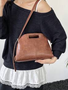 Tas Tangan Serbaguna Fashion Personalisasi Kulit Minyak Desain Niche Baru 2026, Tas Bahu Kasual untuk Perjalanan Sehari-hari - Coklat - View 7