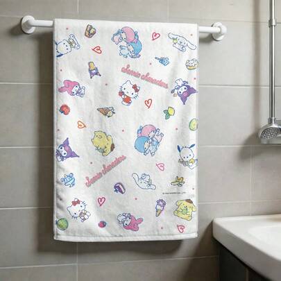 Miniso Bộ khăn Sanrio Characters All-Star, bộ sưu tập nhân vật hoạt hình dễ thương in hình, khăn cotton nguyên chất mềm mại, có sẵn gói 1, 2, 3, 4, 5, 6 chiếc, hoàn hảo cho phòng tắm & sử dụng tại nhà
