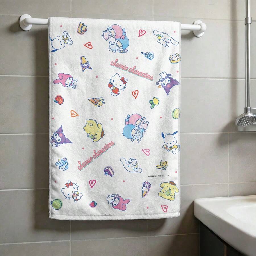 Miniso Bộ khăn Sanrio Characters All-Star, bộ sưu tập nhân vật hoạt hình dễ thương in hình, khăn cotton nguyên chất mềm mại, có sẵn gói 1, 2, 3, 4, 5, 6 chiếc, hoàn hảo cho phòng tắm & sử dụng tại nhà - màu - Xem 1