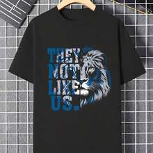 'They Not Like Us' Graphic T-Shirt, Hip Hop Culture T-Shirt With Lettering, West Side Rap Style Top, Men's 100% Cotton 180g Heavyweight T-Shirt, Main Character Energy, Casual Loose Fit Urban Clothing, Modern Aesthetic Summer Garment - 黑色 - 查看 8