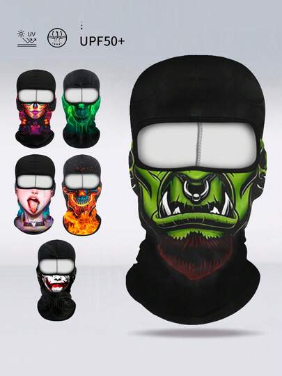 1 chiếc khẩu trang thoáng khí unisex dành cho xe đạp, khăn quàng cổ họa tiết hoạt hình, khăn bandana nhẹ bằng lụa băng dành cho xe máy, phụ kiện thể thao ngoài trời cho mùa hè khi đạp xe, câu cá và chống nắng.