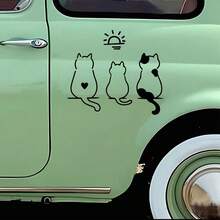 1pc A Humorous Sticker Featuring Three Kittens Enjoying The Sunlight, Perfect For Windows, Laptops, Motorcycles, Or As Decor In Coffee Shops And Other Casual Settings - 3 Kittens - View 3