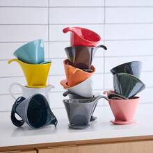 House Pour Over Coffee Dripper - Lead- Cadmium-Ceramic Coffee Maker With Elegant Peek Hole, Drip Cone Brewer Coffee Brewing Accessories - Yellow Pepper, Standard Size - Yellow Pepper - View 3