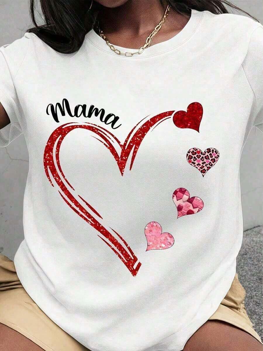 Special Offer: Women's Valentine's Day T-Shirt - T-Shirt With Bright Red Heart And Pink Hearts Design For Mother's Day And Valentine's Day - 白2 - 查看 1