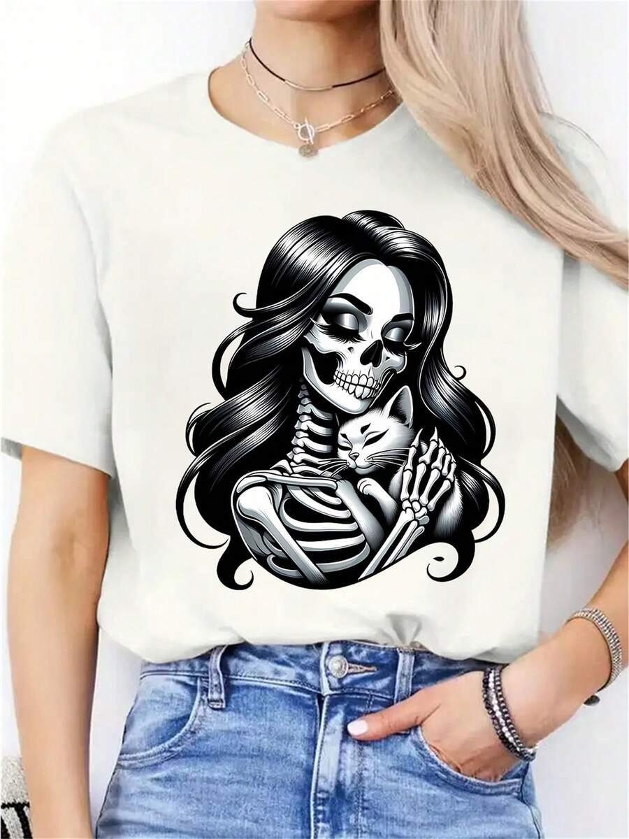 Women's T-Shirt For Spring And Summer - White - View 1