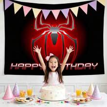 1pcs M Arvel S Pider-Man Birthday Backdrop Superhero Happy Birthday Party Banner Outdoor Garden Yard Grass Photography Background Wall Hanging Decoration Theme Party Photo Booth Props Studio Backdrop For Fans Celebrations Indoor Room Decor - Nhiều màu - Xem 4