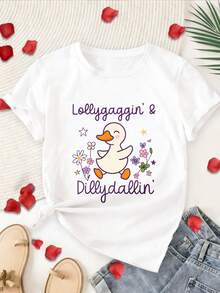 Camiseta unisex de manga corta, camiseta estampada colorida para mujer, tela suave, estilo moderno, manga corta, cuello redondo. Ropa de moda versátil para el desplazamiento diario y uso casual en primavera y verano. Diseño moderno para Pascua y el Día de la Madre, cuello redondo sencillo, cómodo y playeras hombre, spiderman, ,  mujer, romwe men, boho chic, maestras regalos, camiseta para mujer conjuntos curvy para mu, y2k. - Blanco - Ver 1
