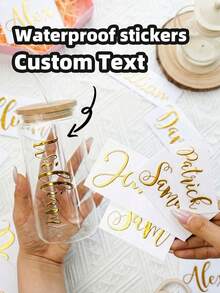 1/4/10pcs Customized Name Label Stickers, Customizable UV Holographic Stickers, Multi-Size Multi-Color DIY Decals For Glass Cups, Balloons, Gift Box, Wedding Invitations, Car Windows Decoration - Multicolor 1 - View 2