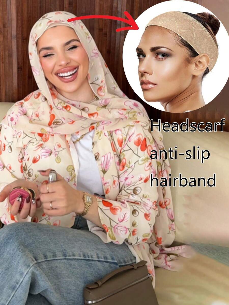 1pc Velvet Non-Slip Headband, Adjustable Non-Slip Hook And Loop Fastener Strap, Sweat-Absorbent And Convenient, Keeps Your Headscarf In Place, Suitable For Daily Outfits, Shopping, Gatherings, Can Be Paired With Hats, Headscarves, Hijabs And More