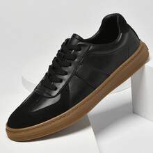 Zapatos casuales unisex, tallas 36-45, zapatos casuales para mujer y zapatos deportivos para hombre, zapatos planos con cordones de suela suave, zapatos de hombre cómodos y ligeros para uso diario, zapatillas de cuero de corte bajo y nueva colección en tallas grandes, zapatillas blancas, zapatos deportivos casuales de moda, zapatos de hombre de . - Negro - Ver 6
