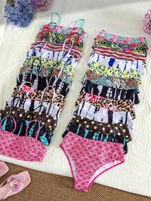Swim Vcay Conjunto de Bikini Bandeau con Estampado de Cebra para Mujer, 2 Piezas/Set, Verano - Multicolor 3 - Ver 2