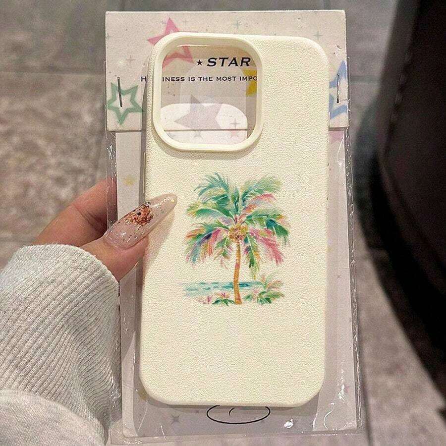 Fashionable Printed Cell Phone Case 20261pc, Vacation Style, TPU Material, Summer Coconut Tree Design, Compatible With Phones, Spring Gift, International Version, Not The National Version - 白色 12 - 查看 1