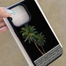 Fashionable Printed Cell Phone Case 20261pc, Vacation Style, TPU Material, Summer Coconut Tree Design, Compatible With Phones, Spring Gift, International Version, Not The National Version - Black - View 4