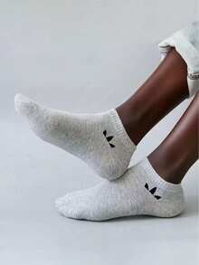 10 đôi tất unisex, tất thể thao, tất ngắn màu trắng/đen/xám, tất thoải mái với họa tiết xẻ tà, thấm hút mồ hôi, thoáng khí, màu trơn cổ điển, đơn giản, thời trang, phù hợp cho mặc hàng ngày. - Nhiều màu - Xem 5