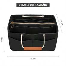 1188- Lukovee Organizador de Bolsas para Mujer inserto Organizadores de Bolsa de Mano de Fieltro con 14 Bolsillos Organizador Maquillaje Neceser Aseo para Viaje Compatible con una Variedad de Marcas - NegroNuevo - Ver 6