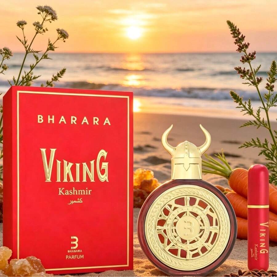 Bharara Viking Series Four Neutral Perfume Spray, 3.4oz100ml, Citrus Wood Flower Fragrance, Lasting Fragrance, Suitable For Any Place, Noble And Luxurious Gift Box Packaging, Perfect Choice For Gifts - 紅色的 - 查看 1