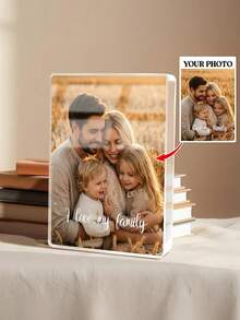 1pc Personalized Acrylic Photo Display, Customized Acrylic Photo Block, Photo Gift, Customizable Photo And Text, Family Photo, Suitable For Boyfriend And Girlfriend, Friends, Family, Pets, Car/Cartoon/Landscape Photo, Office Desk Decor, Applicable For Valentine's Day, Anniversary, Wedding, Mother's Day, Birthday, Holiday, Father's Day, Graduation, Housewarming, Living Room, Home Decor And Other Occasions - Multicolor - View 9