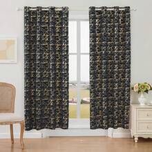 1 pieza/2 piezas Cortinas opacas/Cortinas con estampado de mármol/Diseño con ojales en la parte superior/Múltiples colores y tamaños disponibles/Cortinas 100% opacas/Protección de privacidad/Bloquean la luz solar y oscurecen la habitación/Sala de estar, dormitorio, estudio/Cortinas para fiestas/Cortinas negras - Negro - Ver 28