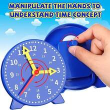 1pc. Learning Clock - Blue, Pink, Yellow Clock Model Set With 3 Connected Hands For Time Recognition, Hour, Minute, Second Cognition Learning Aid, Colorful Clock Time Teaching Tool. Back To School. School Season. Teaching Tool (Hand Colors Random) - Multicolor - View 5