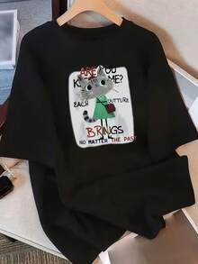 Camiseta de mujer para primavera y verano - Negro - Ver 1
