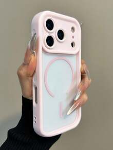 Translucent Matte Camera Protection Magnetic Wireless Charge Phone Case With Wristband Strap Compatible With IPhone 17 ProMax 17Pro 17Air 17 16 15 14 13 12 11 Pro Max Armor Plus Back Cover - Pink + Rope - View 4