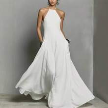 Women's Summer Dress 2026, Sexy, Minimalist, Halter Neck, Backless, Fitted, For Beach Vacation - 白色 - 查看 3