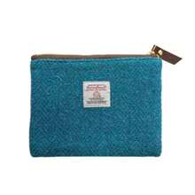 Harris - cartera de tweed hecho a mano para lápiz labial, estilo clásico, portátil, con cierre YKK para mujeres y hombres,,, Arte a cuadros - Azul - Ver 6