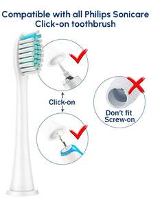 4/12/20 pièces Têtes de brosse de rechange compatibles avec la brosse à dents électrique Phi-Lips Sonicare, Têtes de brosse à dents professionnelles de rechange compatibles avec les brosses à dents électriques Phi-Llips Sonicare séries 1100 2100 4100 5100 5300 5900 6100 6500 7300 9500 - Voir 8